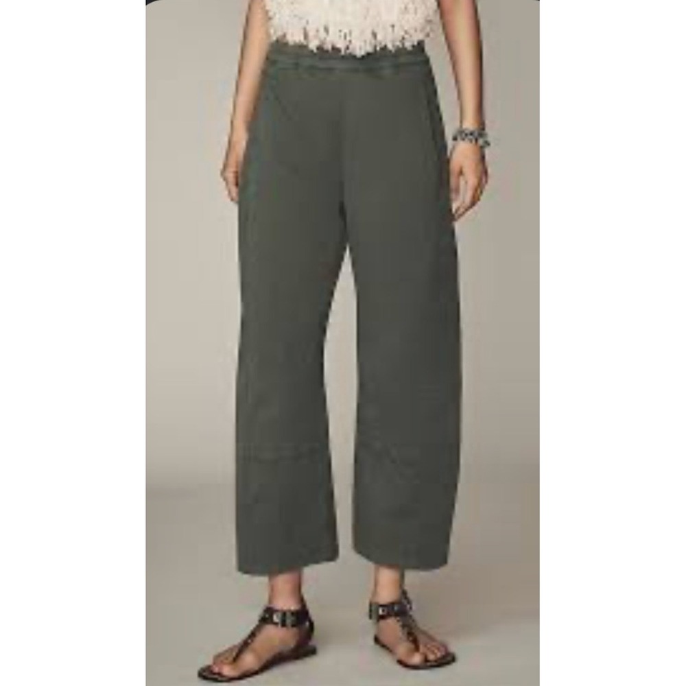 Anthropologie Pilcro The Izzie Relaxed Barrel Pants Pull On Twill Green Medium - Picture 2 of 11